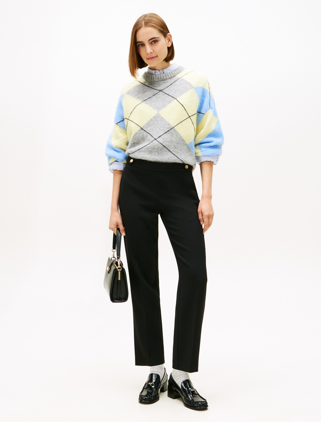 Gabardine Straight Pant, Black, hi-res