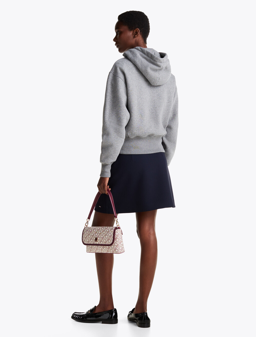 Logo Embroidery Drawstring Fleece Hoody, Mid Grey Heather, hi-res