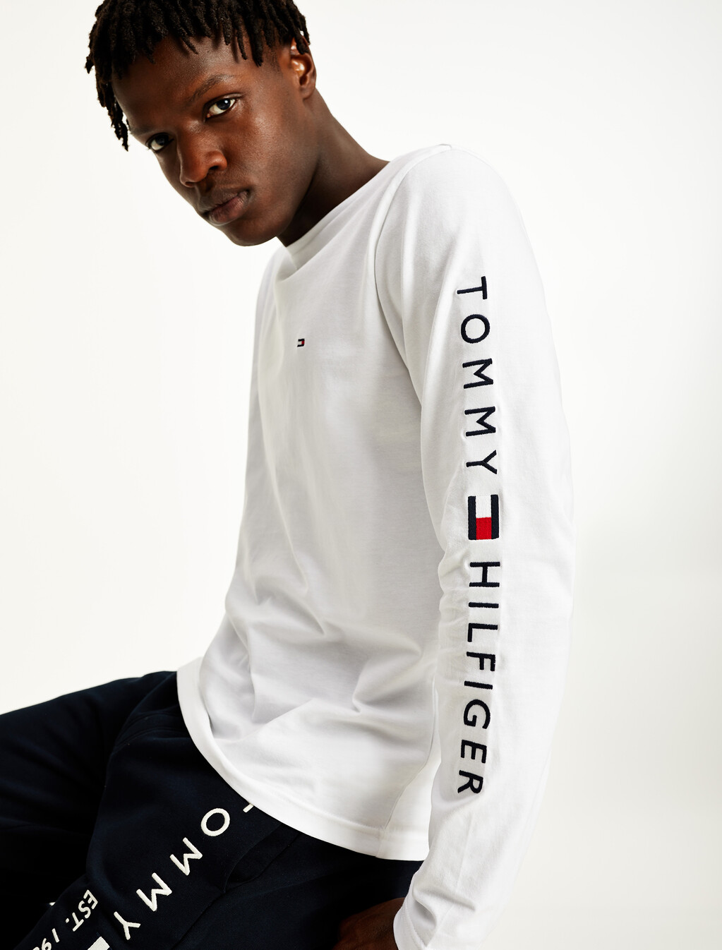 Organic Jersey Logo Long Sleeve T-Shirt, White, hi-res