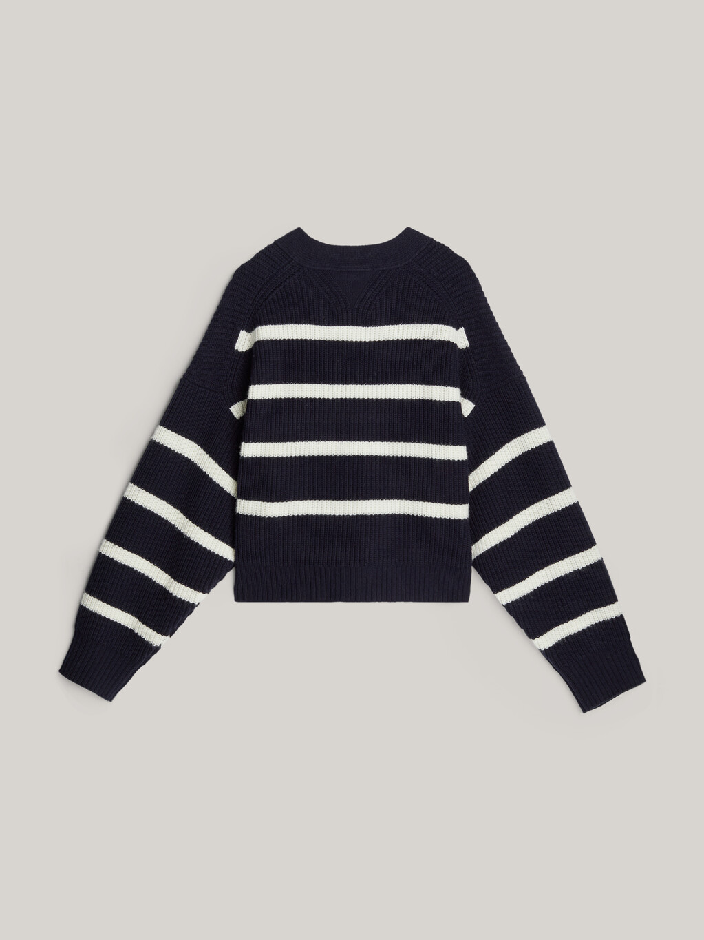 Crest Breton Stripe Pure Wool Cardigan, Desert Sky, hi-res