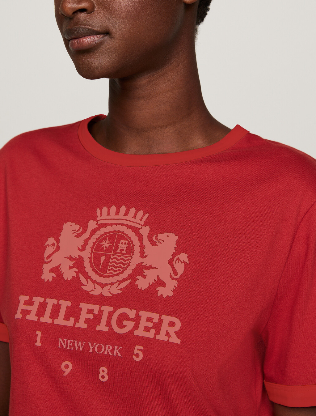 Contrast Trim Crew Neck T-Shirt, Dark Magma, hi-res