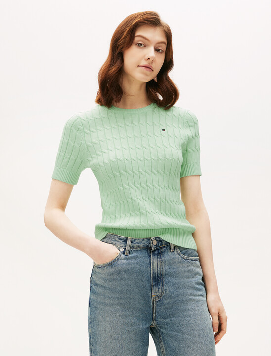 Cable Knit Short Sleeve Jumper