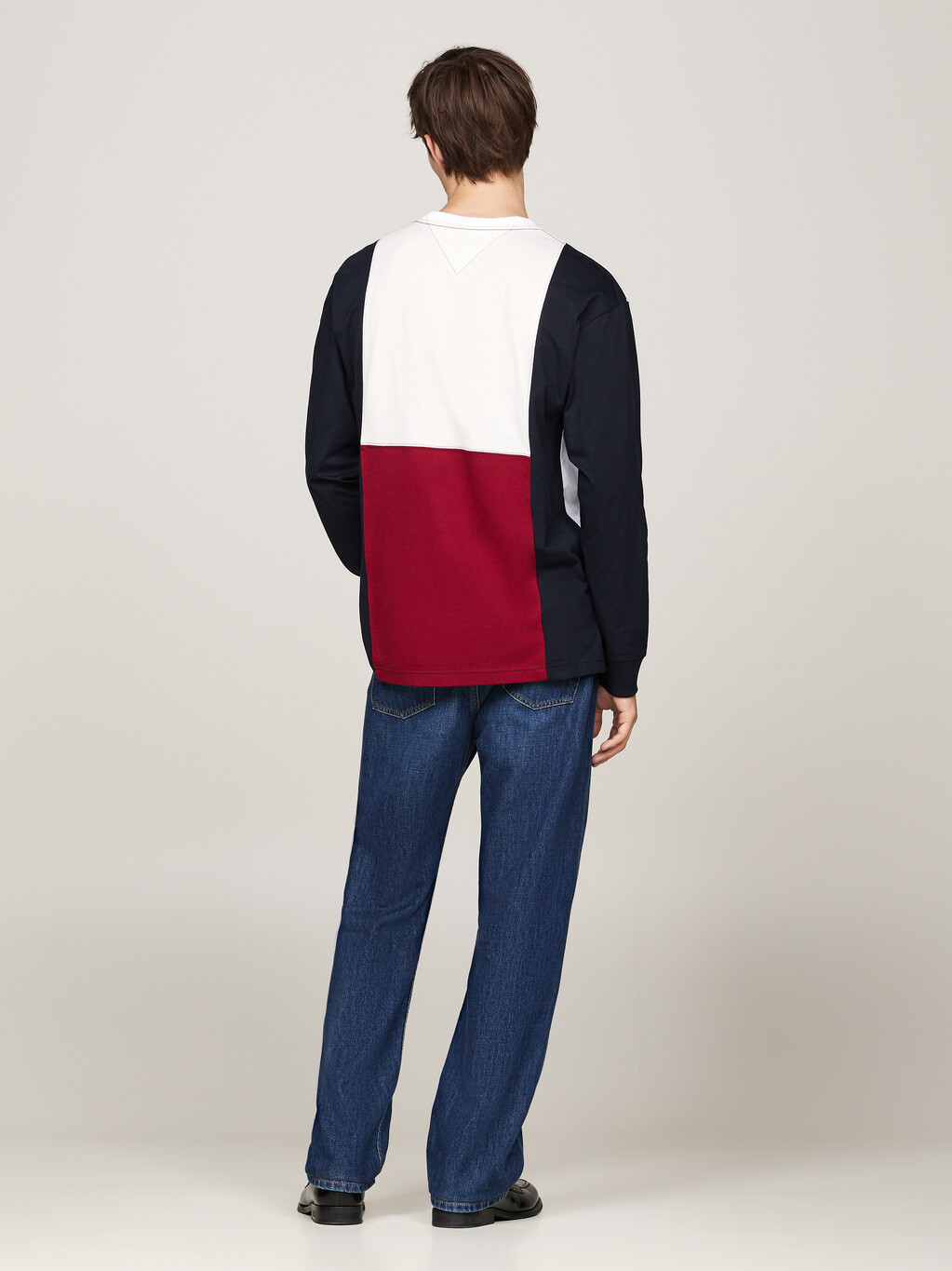 Colour-Blocked Relaxed Long Sleeve T-Shirt, White, hi-res