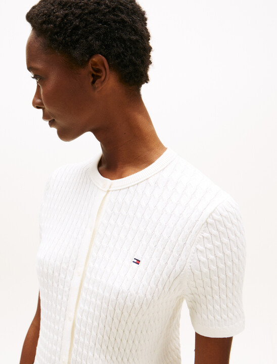 Cable Knit Round Neck Cardigan