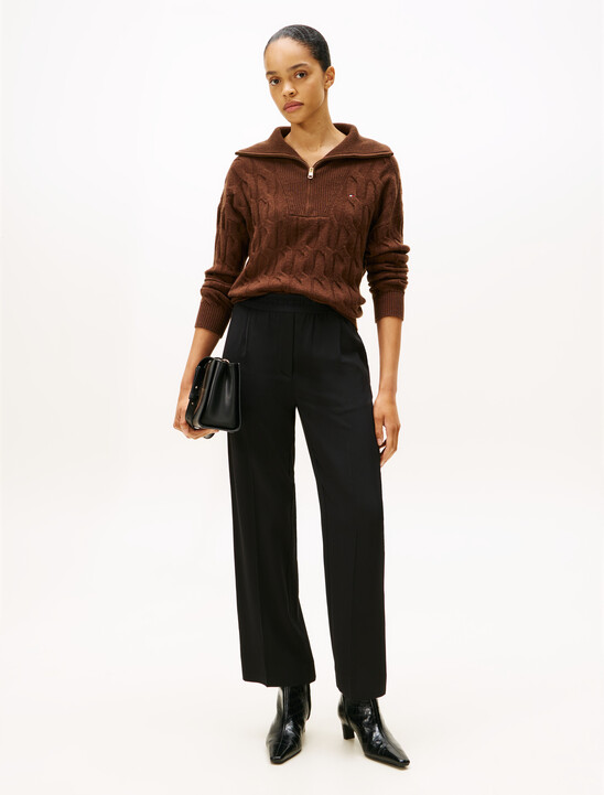 Viscose Twill Pull On Wide Leg Pant