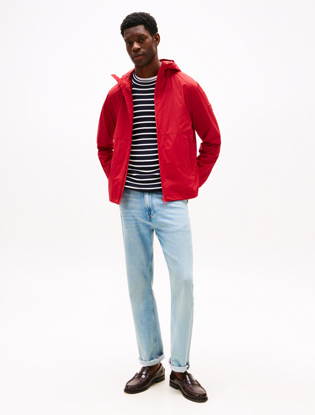 Hooded Nylon Jacket, Medium Red, hi-res