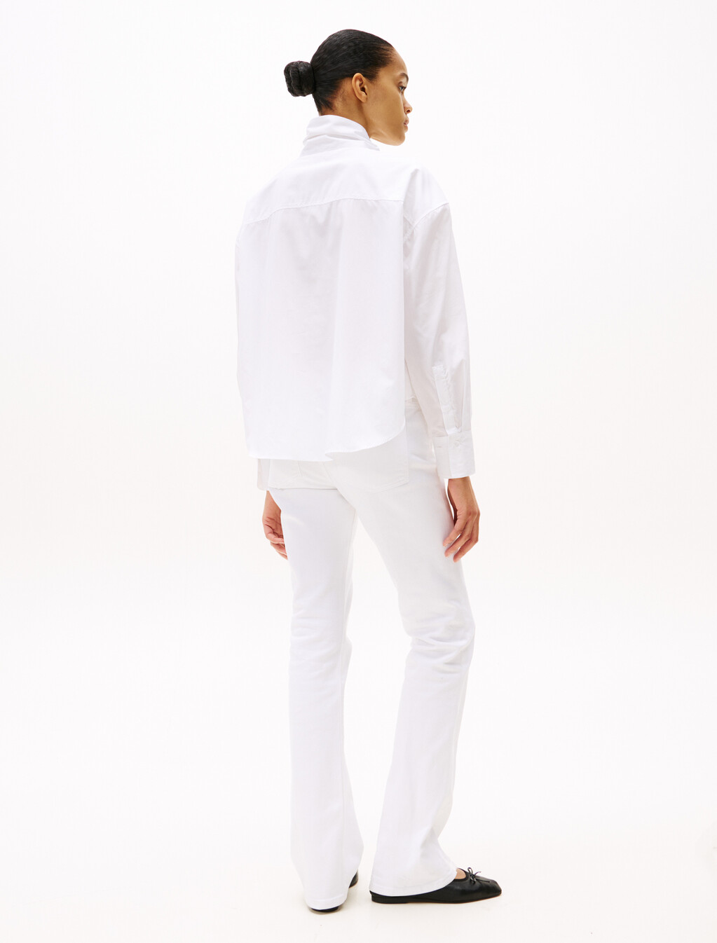 Relaxed Fit Bow Collar Shirt, Th Optic White, hi-res