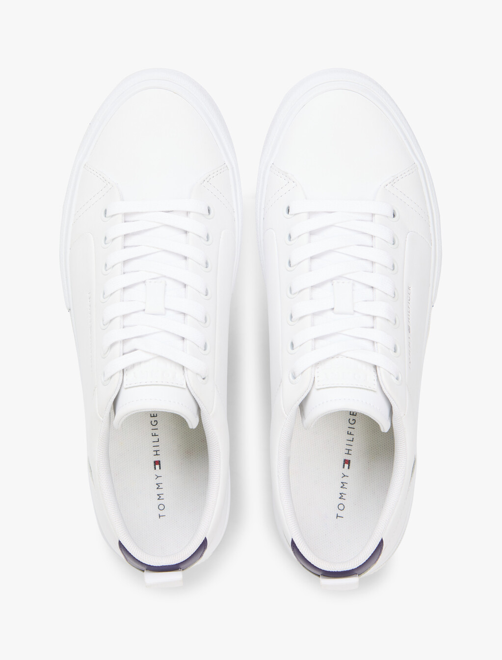Contrast Midsole Debossed Leather Trainers, White, hi-res