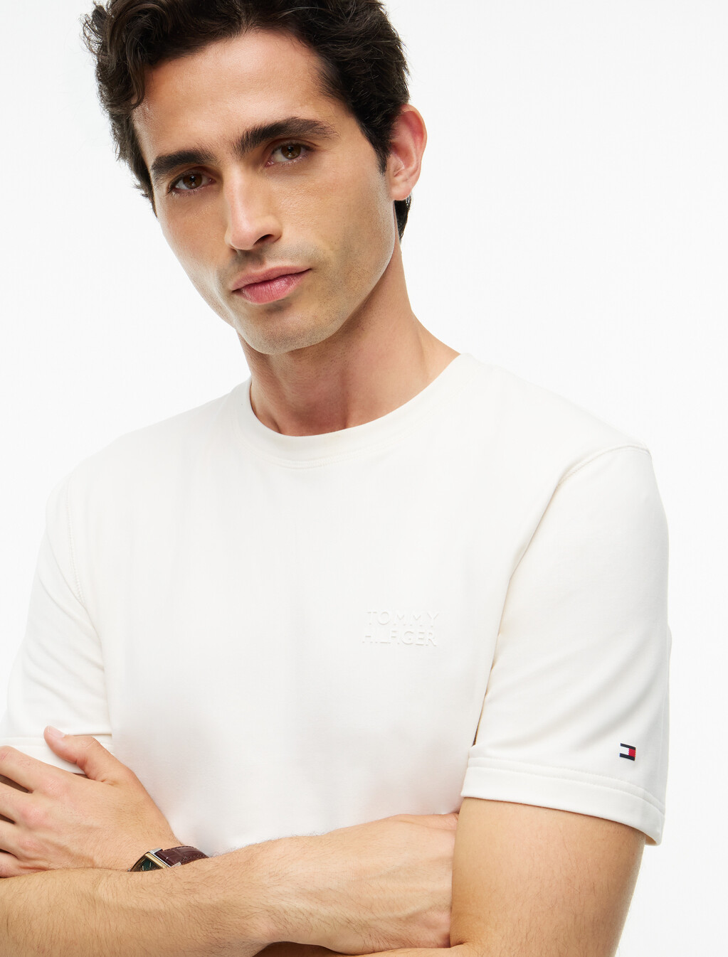 Performance Flex Peached Terry T-Shirt, Ivory Petal, hi-res