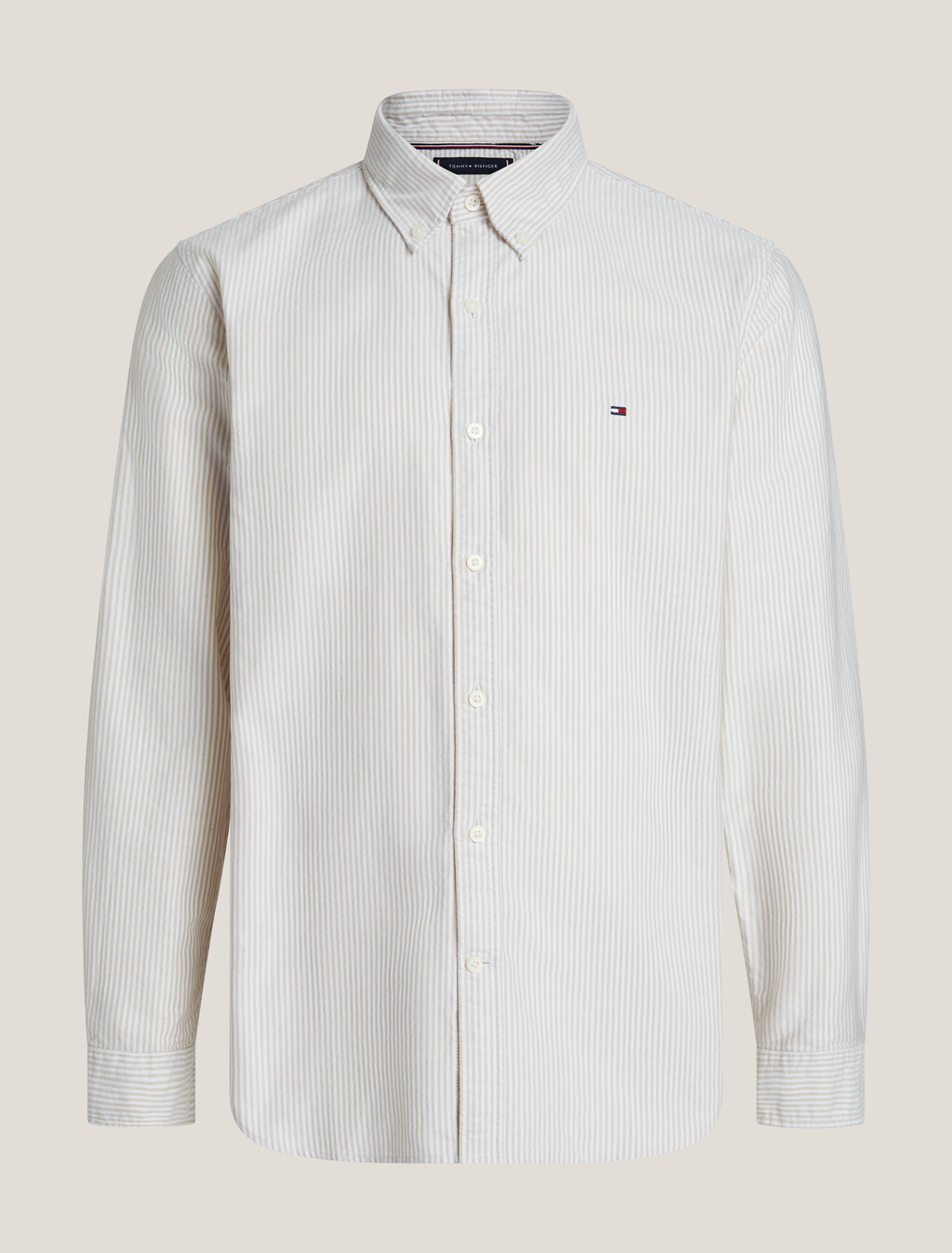 Stripe Organic Cotton Oxford Shirt, Classic Khaki / White, hi-res