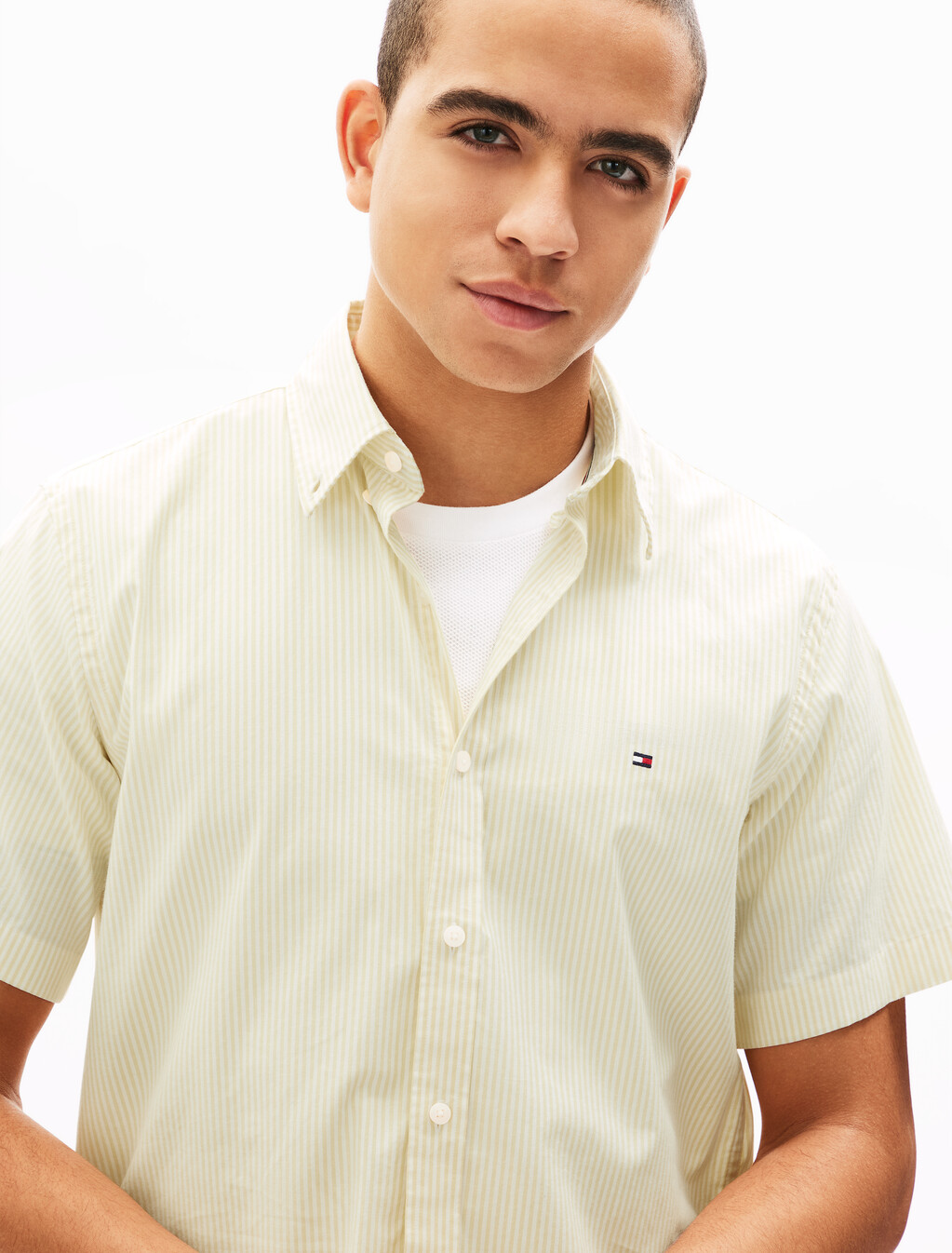 Oxford Stripe Short Sleeve Shirt, Citronella / Optic White, hi-res
