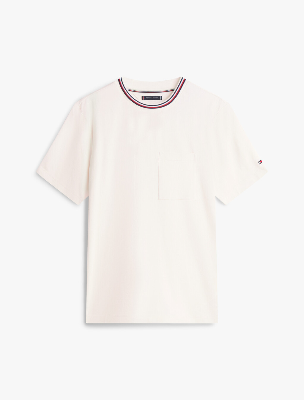Stripe Trim Cotton Pique Pocket T-Shirt, Ivory Petal, hi-res