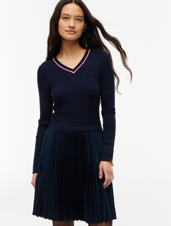 Crepe Mixed Texture Mini Dress