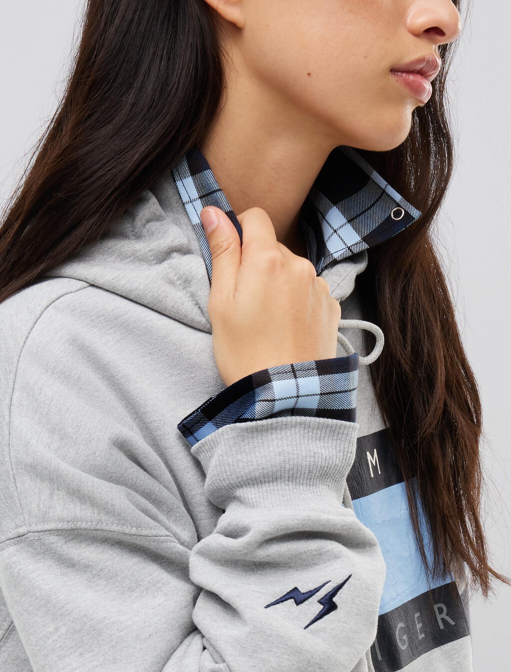 Washed Flag Logo Fleece Relaxed Hoody, Grey Heather, hi-res
