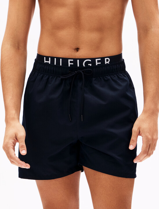 Double Waistband Medium Drawstring Shorts