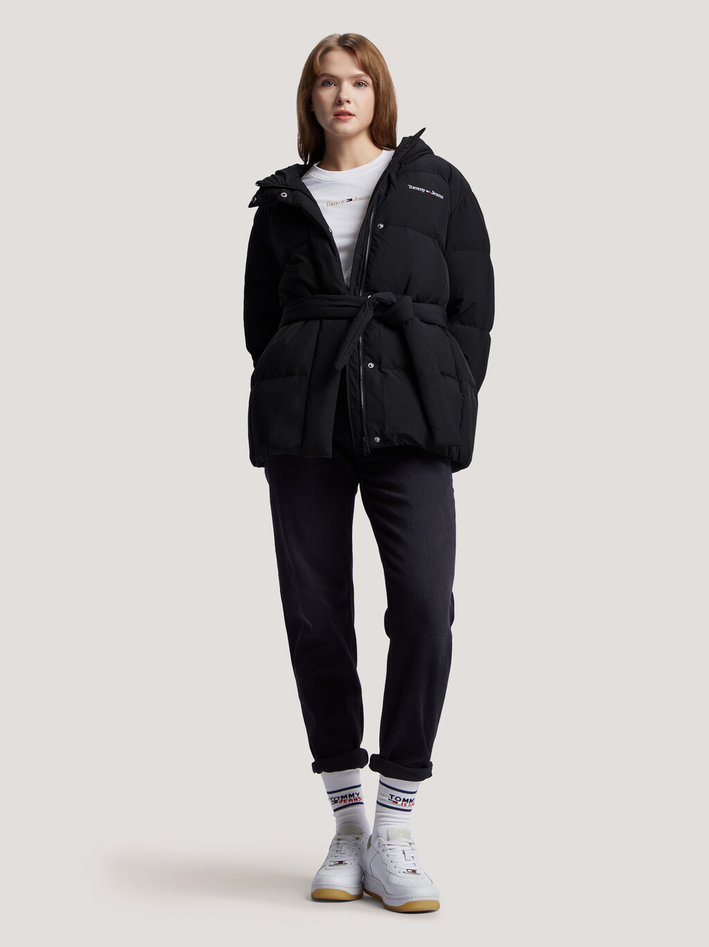 Belted Puffer Jacket | black Hilfiger Tommy Malaysia 