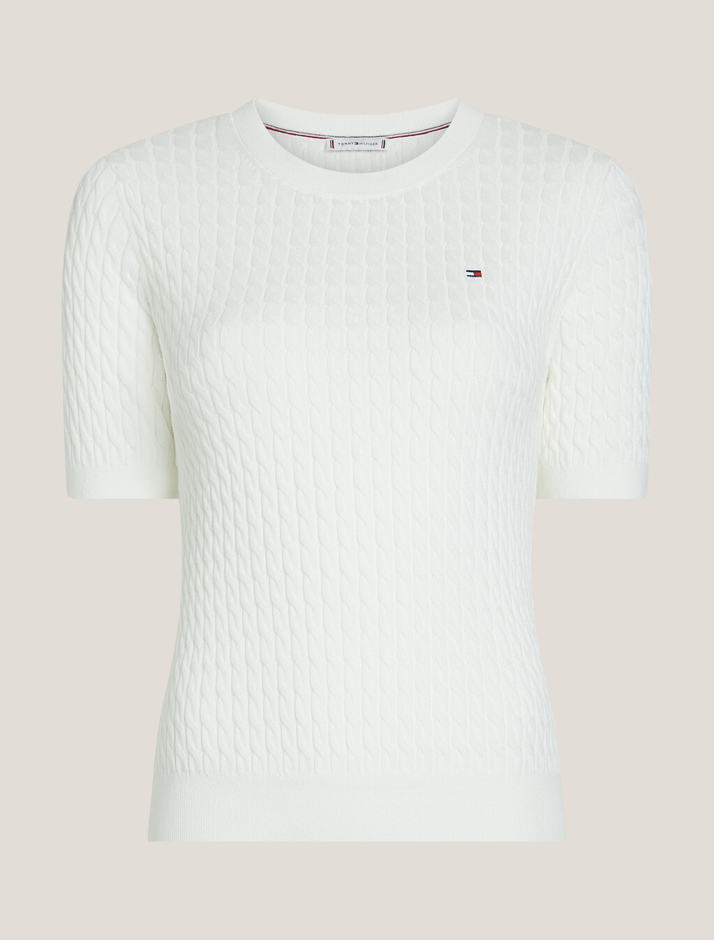 Stripe Slim Fit Short Sleeve Jumper, Ecru, hi-res