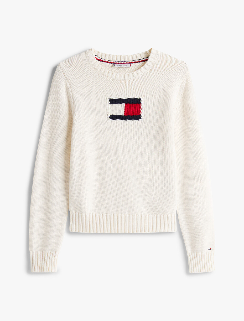 Americana Flag Crewneck Sweater, Ivory Petal, hi-res