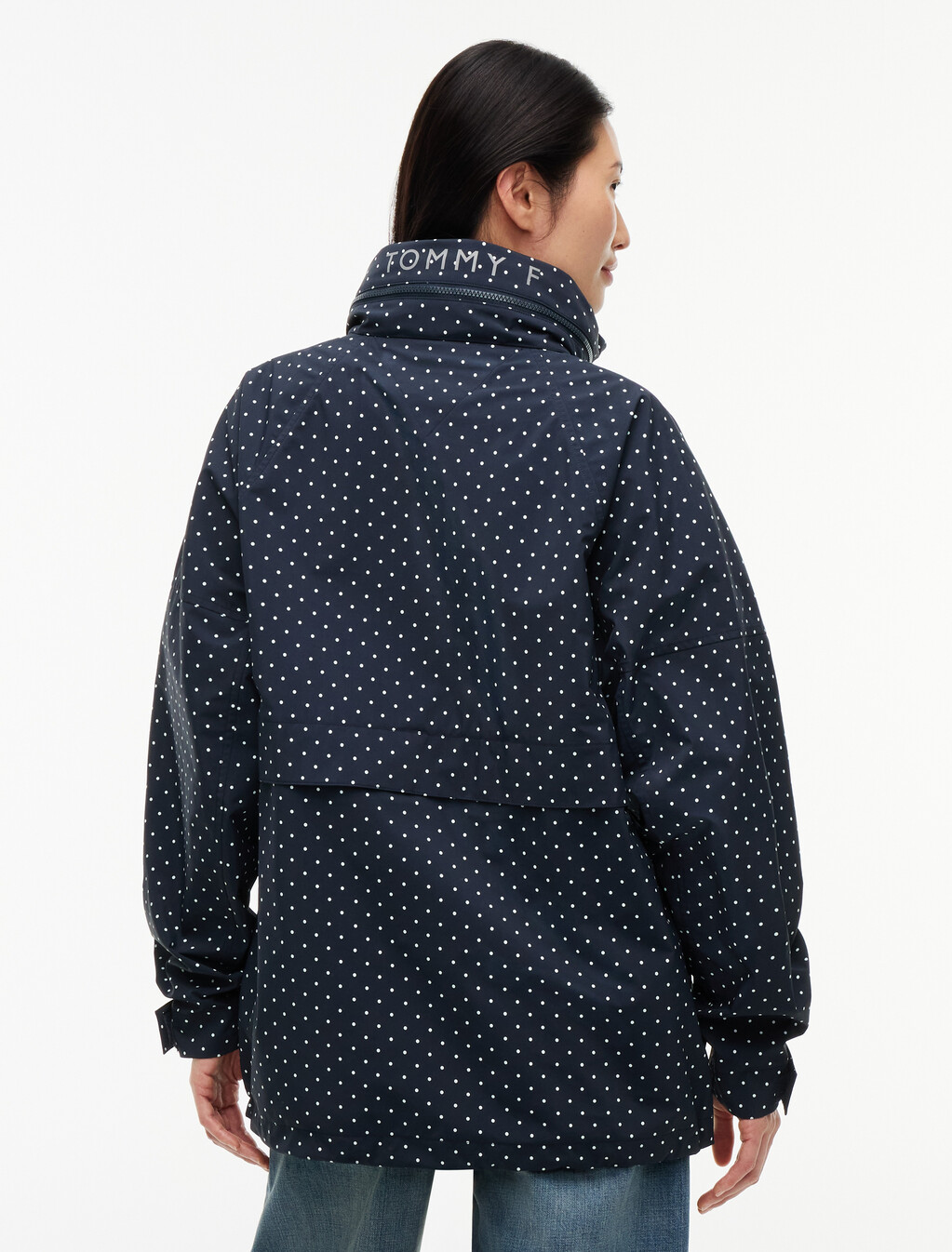 Polka Dot Field Jacket, Navy Blue Polka Dot, hi-res