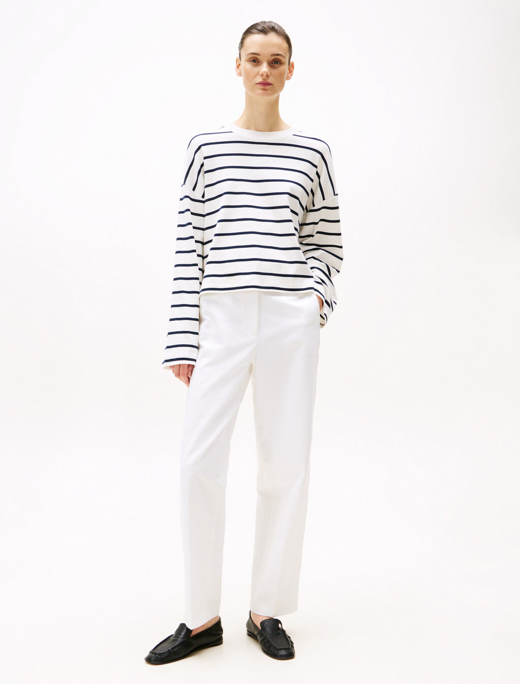 Relaxed Long Sleeve T-Shirt, Breton Dark Night Navy Stp, hi-res
