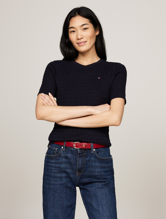 Stripe Slim Fit Short Sleeve Jumper