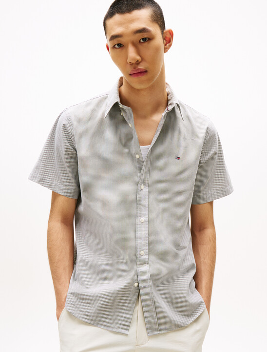 Poplin Mini Check Short Sleeve Shirt