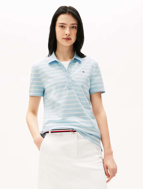 Stripe Short Sleeve Slim Polo, Keepsake Blue Multi Stripe Short Sleeve Slim Polo