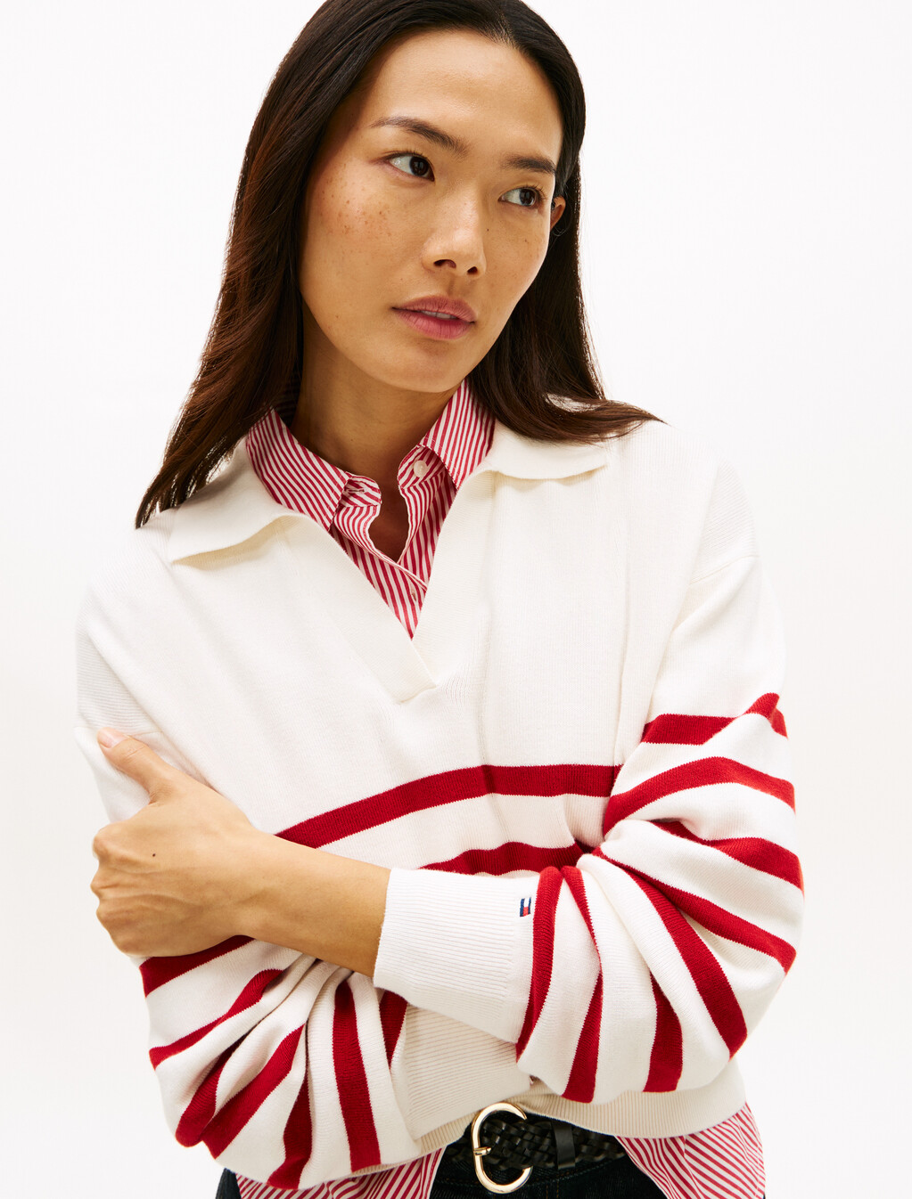 Polo Long Sleeve Jumper, Ivory Petal, hi-res