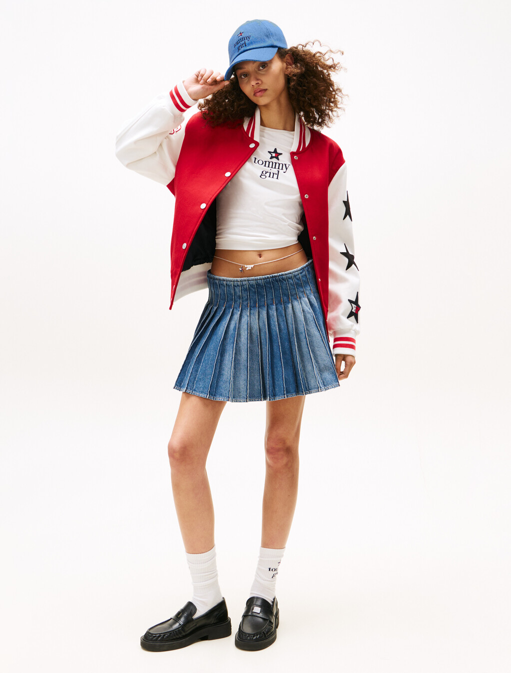 Tommy Girl Denim Pleated Mini Skirt, Indigo Wash, hi-res