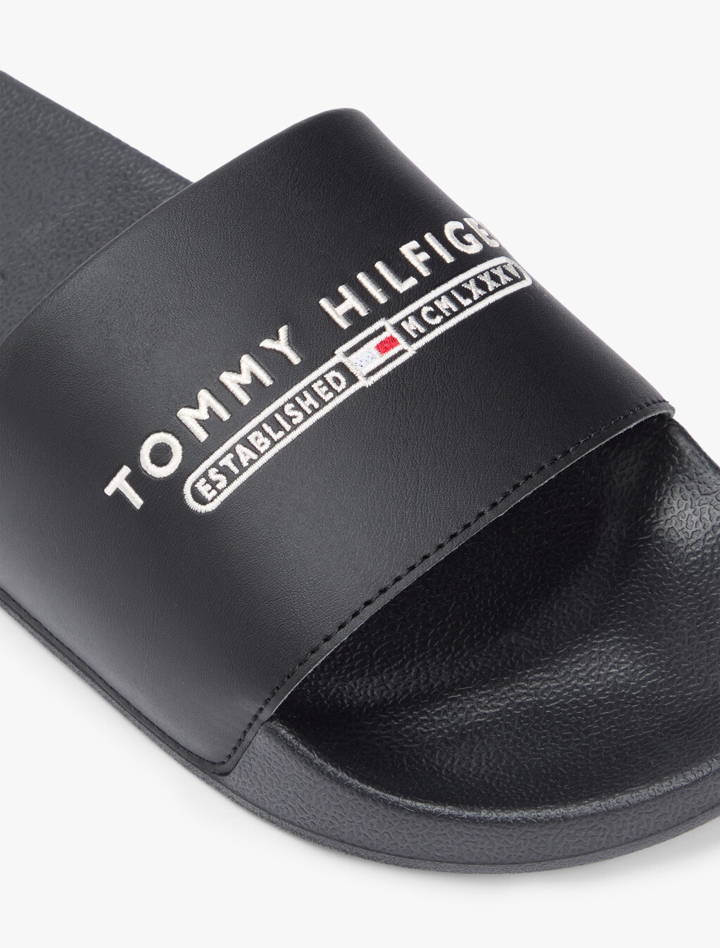 Logo Embroidery Pool Slides, Black, hi-res