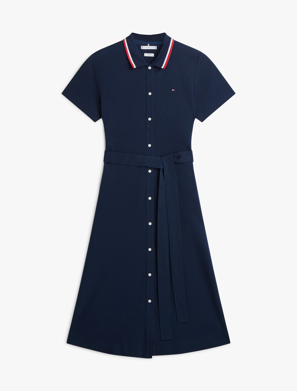 Fit & Flare Midi Polo Dress, Dark Night Navy, hi-res