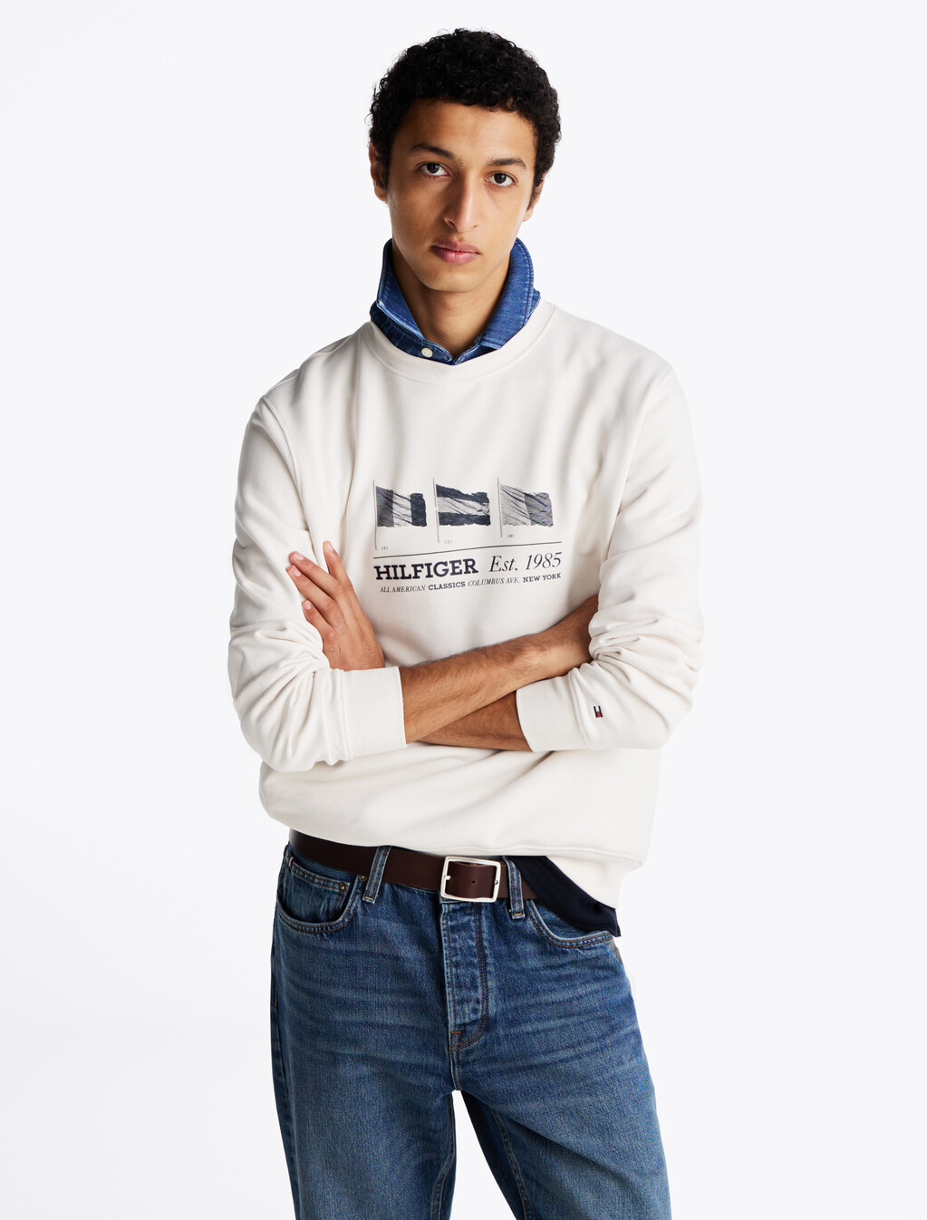 Hilfiger Flags Sweatshirt, Ivory Petal, hi-res