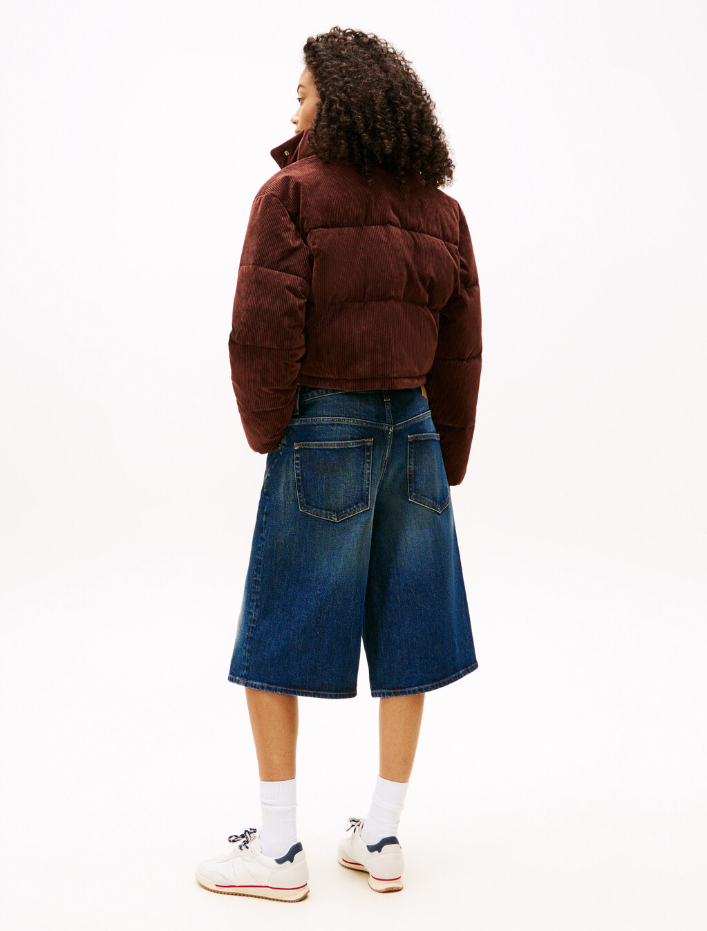 Logo Embroidery Relaxed Corduroy Puffer Jacket, Rich Brown, hi-res