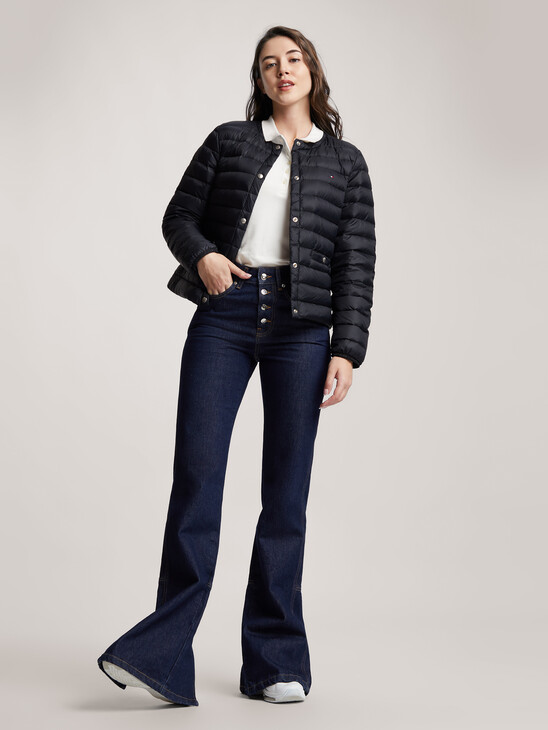 Lightweight Quilted Down Collarless Jacket