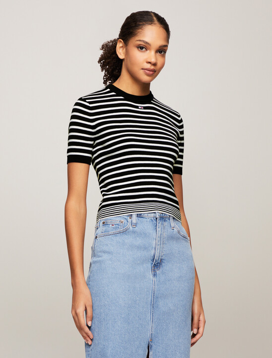 Essential Stripe Short Sleeve Sweater