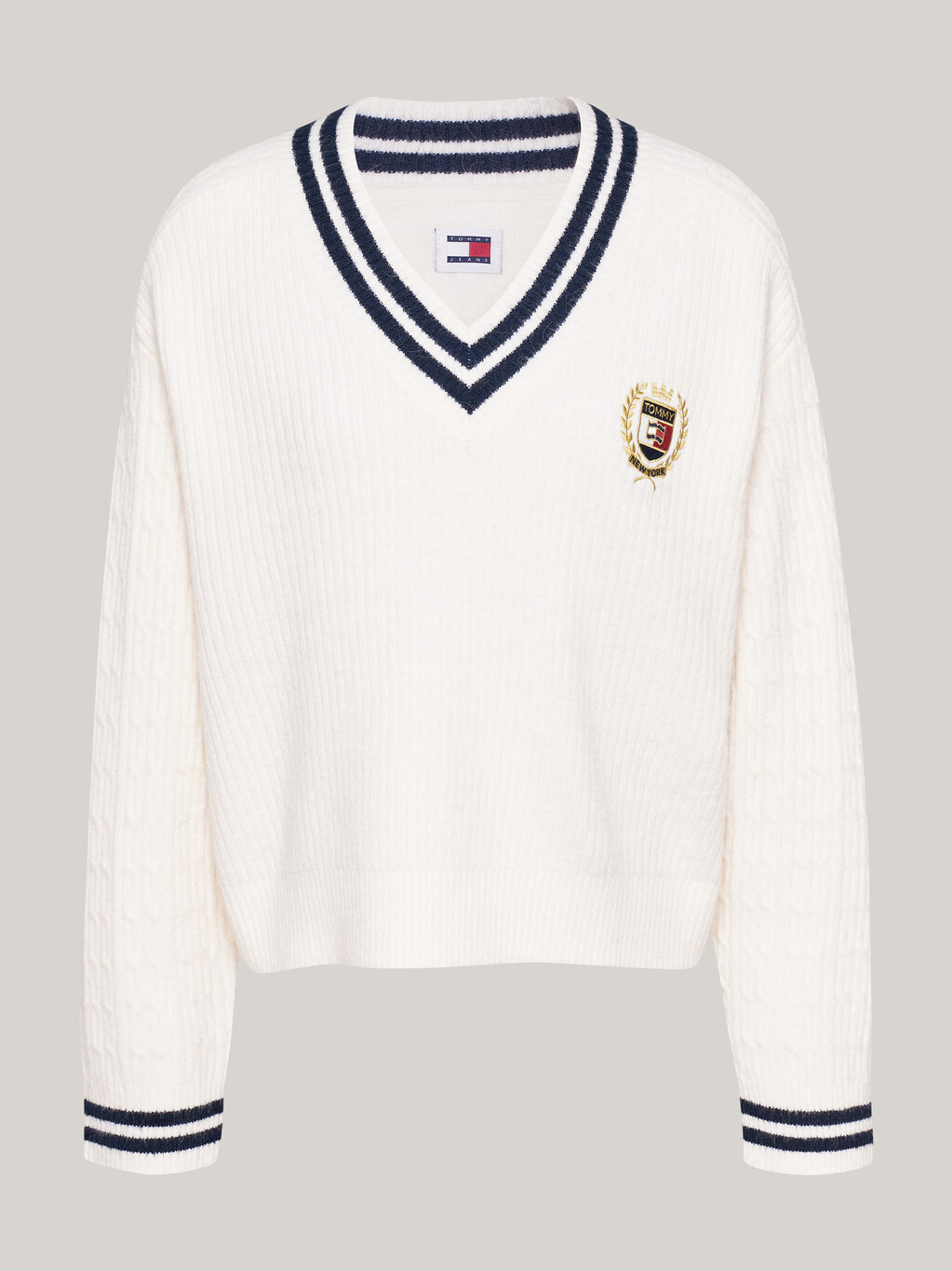 Tommy Prep Cable Knit Jumper, Ancient White, hi-res