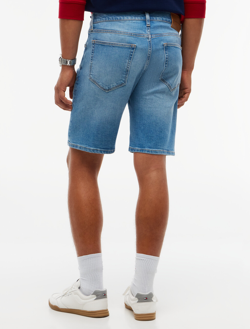 Denton Slim Straight Whiskered Denim Shorts, Rick Blue, hi-res