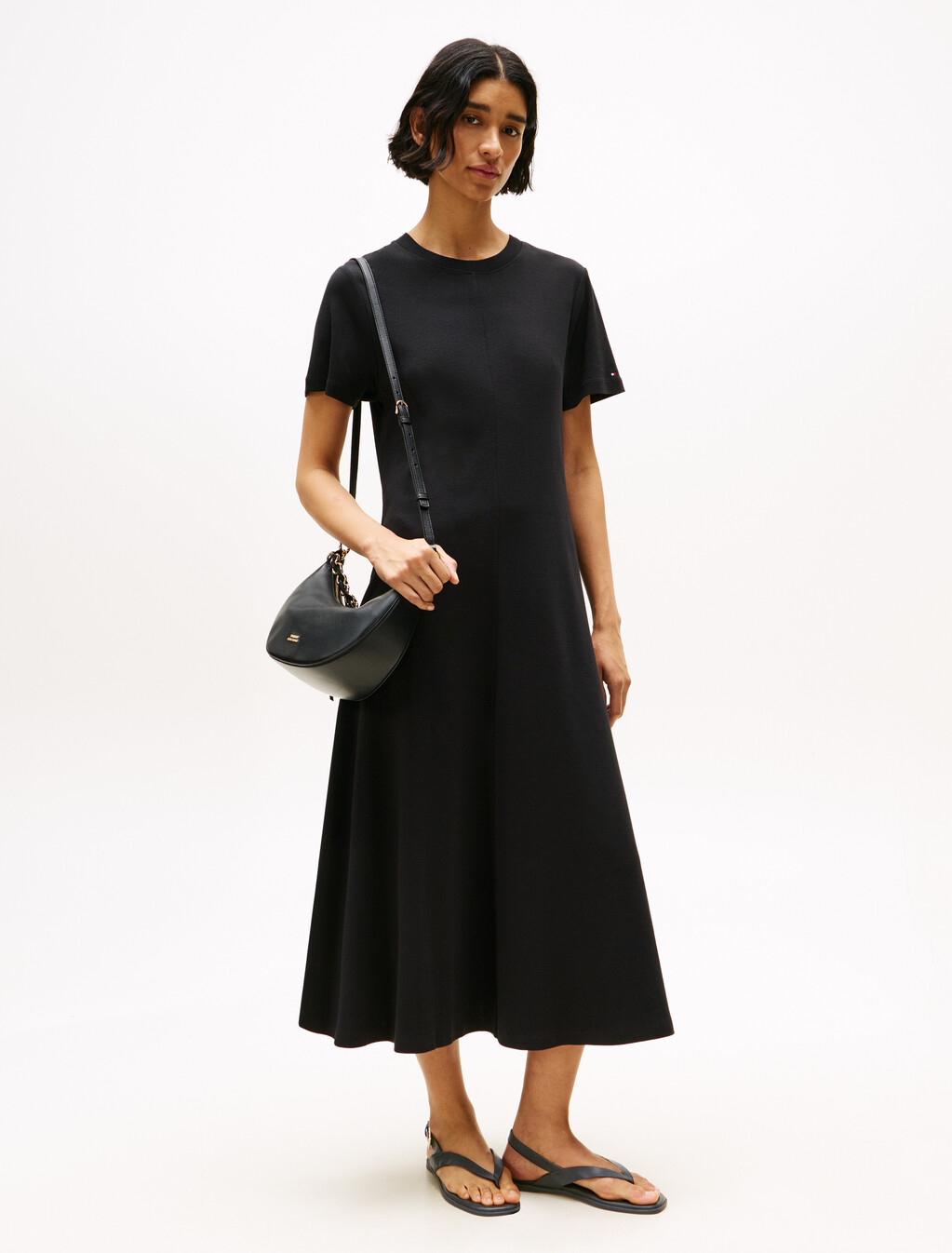 Color Block Thong Flat Sandal, Black, hi-res