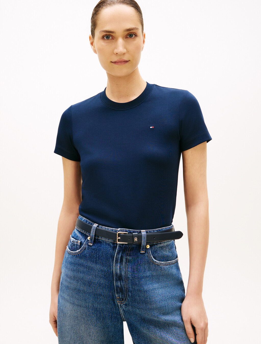 Asia Fit Double Knit Crewneck T-Shirt, Dark Night Navy, hi-res