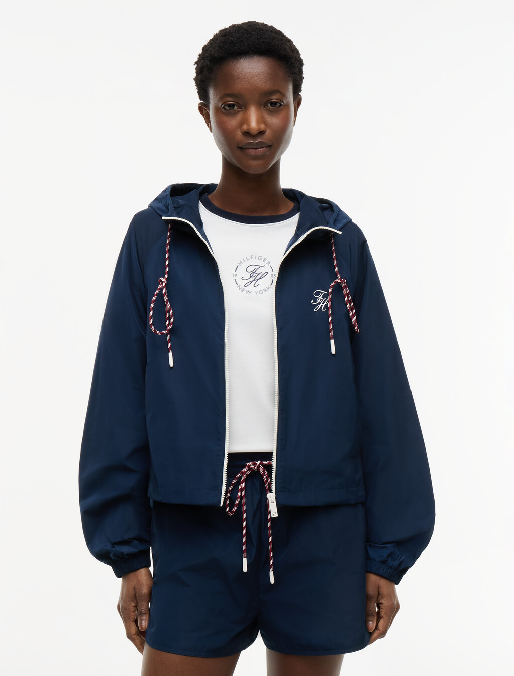 Logo Water Repellent Hooded Windbreaker, Dark Night Navy, hi-res