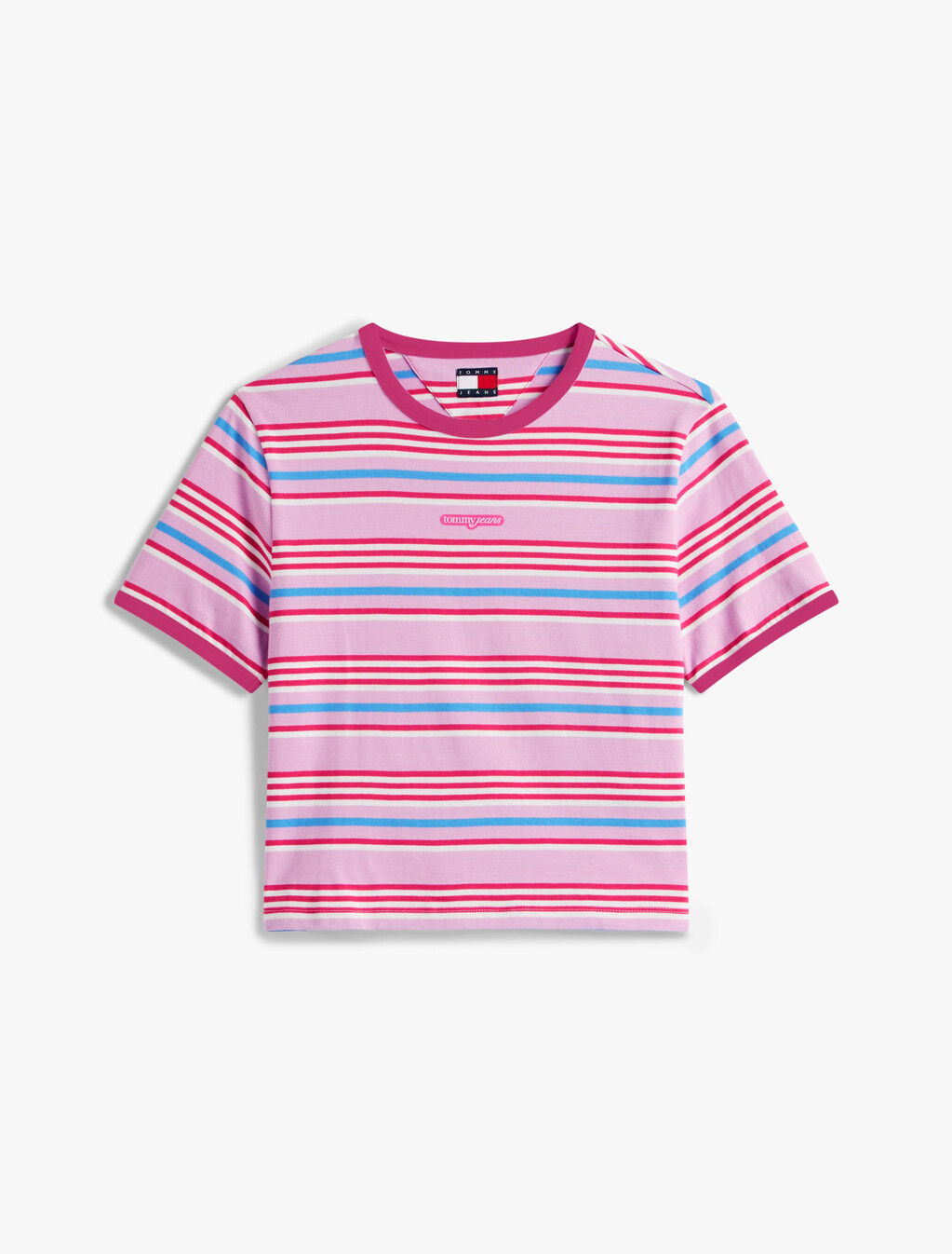 Regular Script Border T-shirt, Carnival Pink / Stripe, hi-res