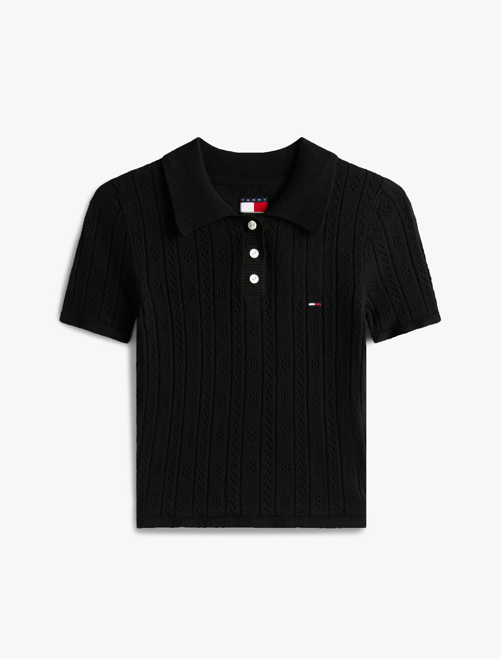 Pointelle Viscose Baby Fit Polo, Black, hi-res