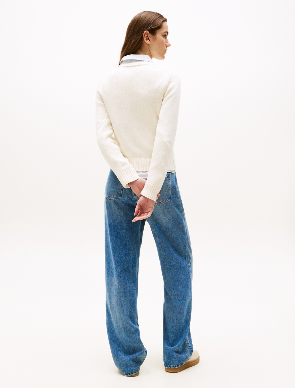 Americana Flag Crewneck Sweater, Ivory Petal, hi-res