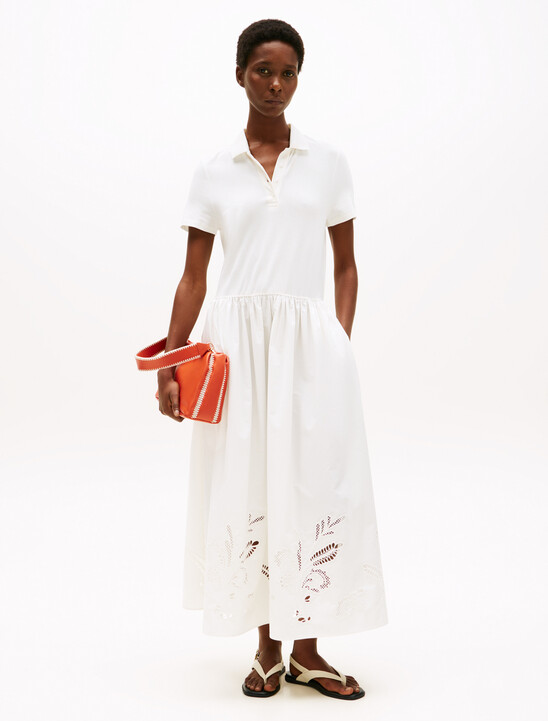 Broderie Anglaise Midi Polo Dress