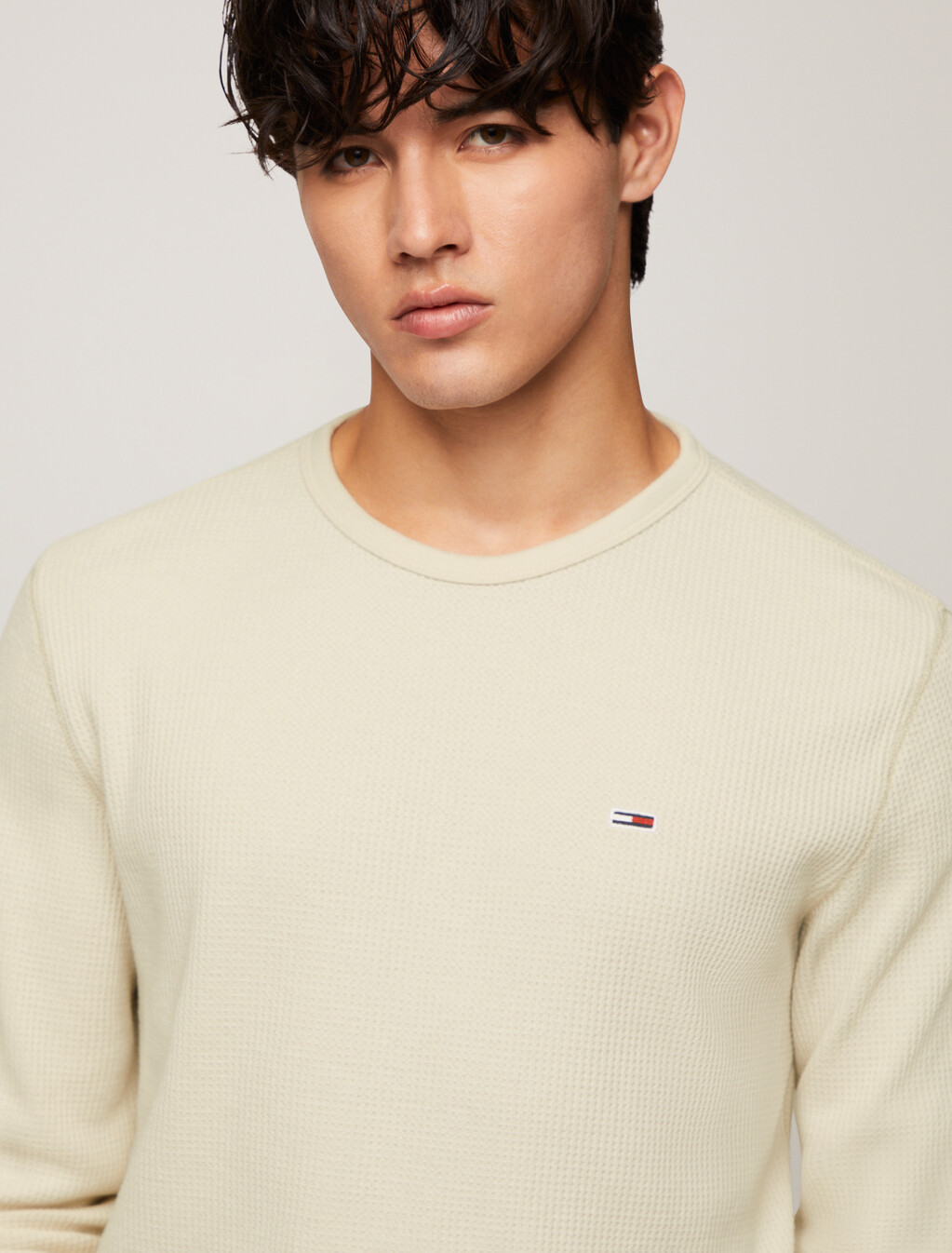 Waffle Knit Slim T-Shirt, Newsprint, hi-res
