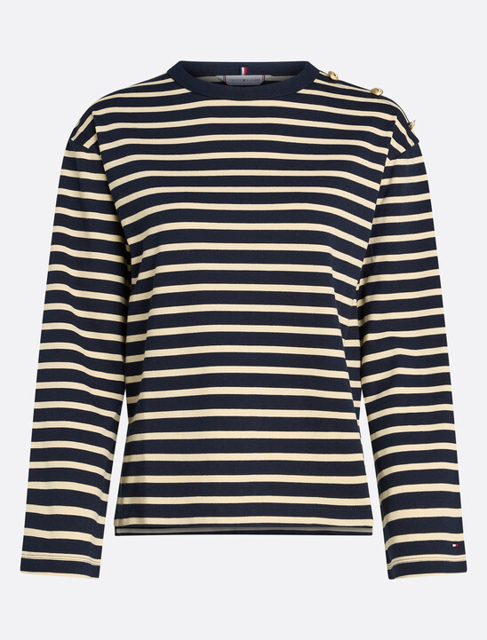 Gold Button Stripe Top