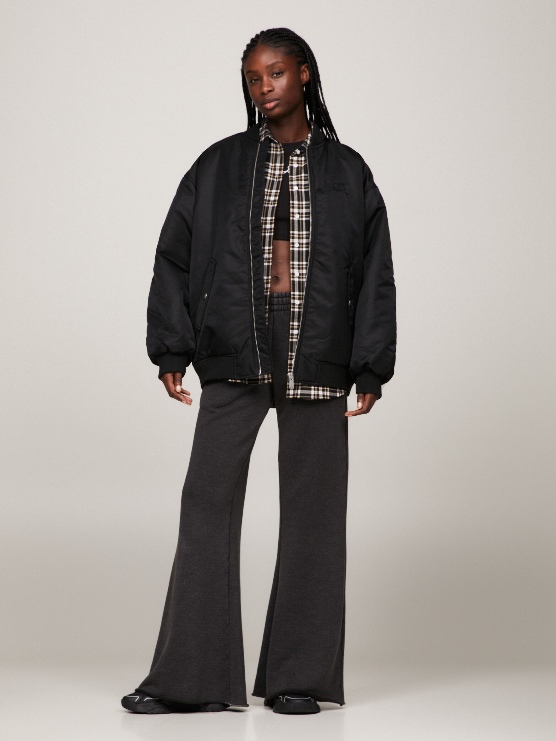Black oversized bomber jacket shop