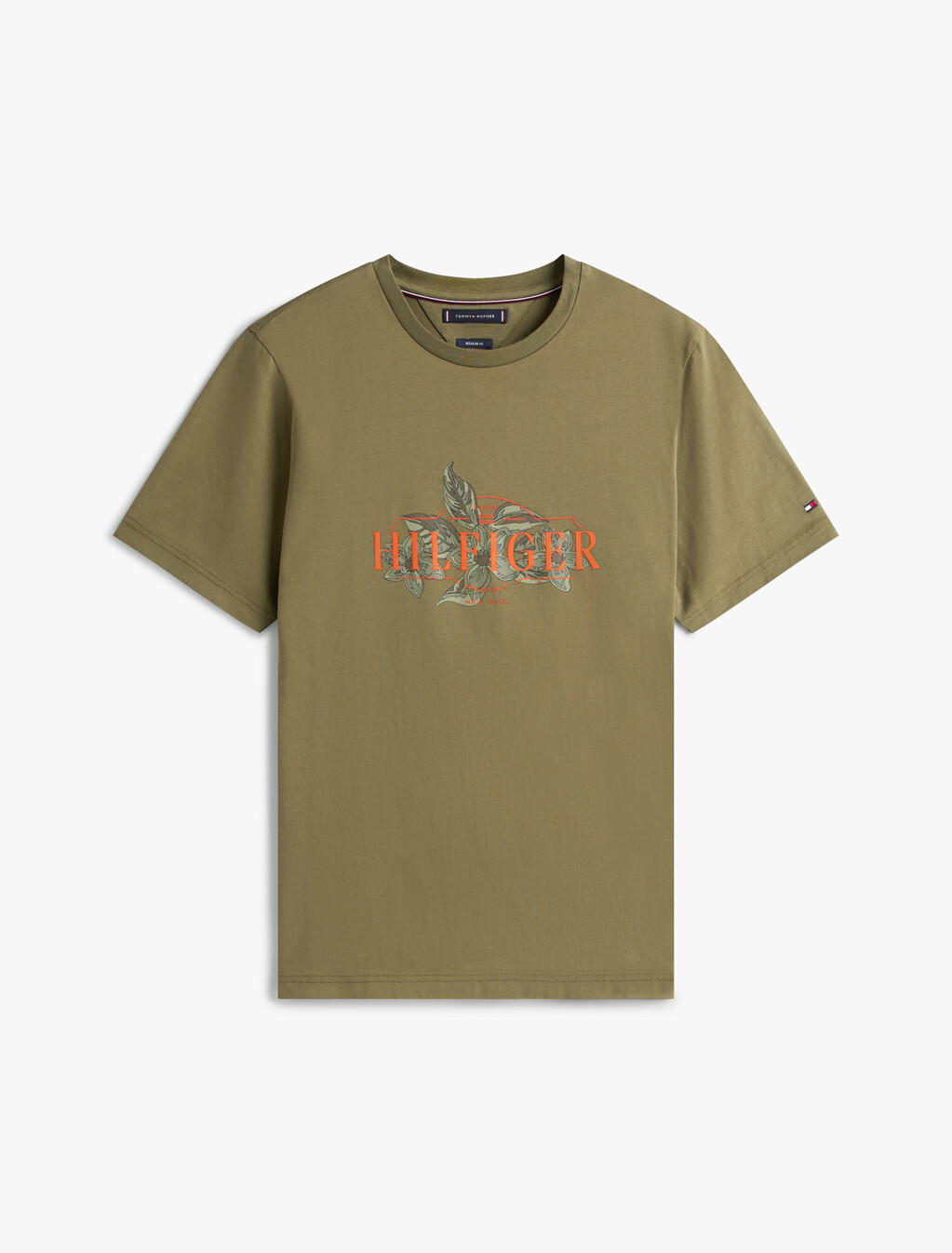 Tropical Floral Print T-Shirt, Battle Green, hi-res