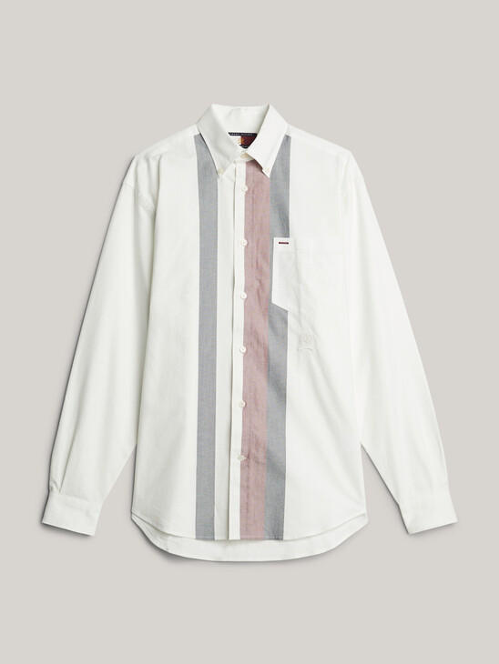 Crest Embroidery Colour-Blocked Regular Oxford Shirt