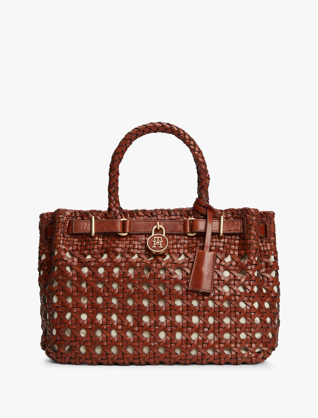 The American Icon Braided Leather Tote Bag, Tan, hi-res